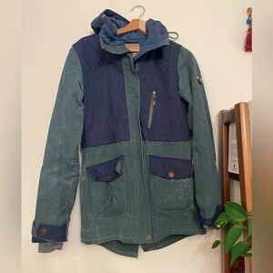 Roxy Snowboard / Ski Green Denim Jacket Size XS